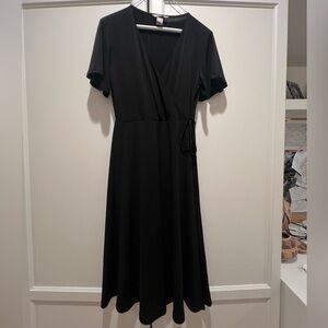 H&M Black Midi Wrap Dress